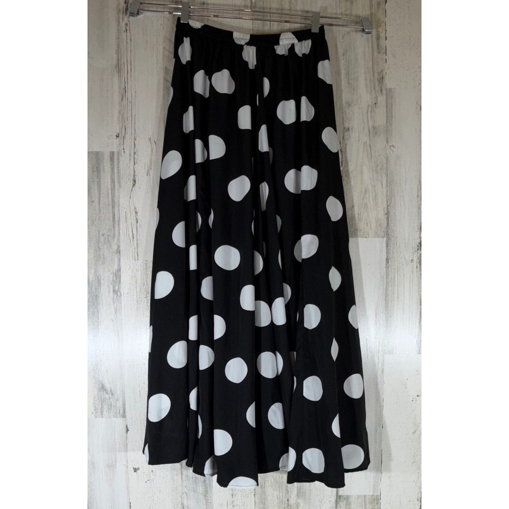 Mix Nouveau Maxi Skirt Large Black White Polka Dot Elastic Waist Flowy READ
